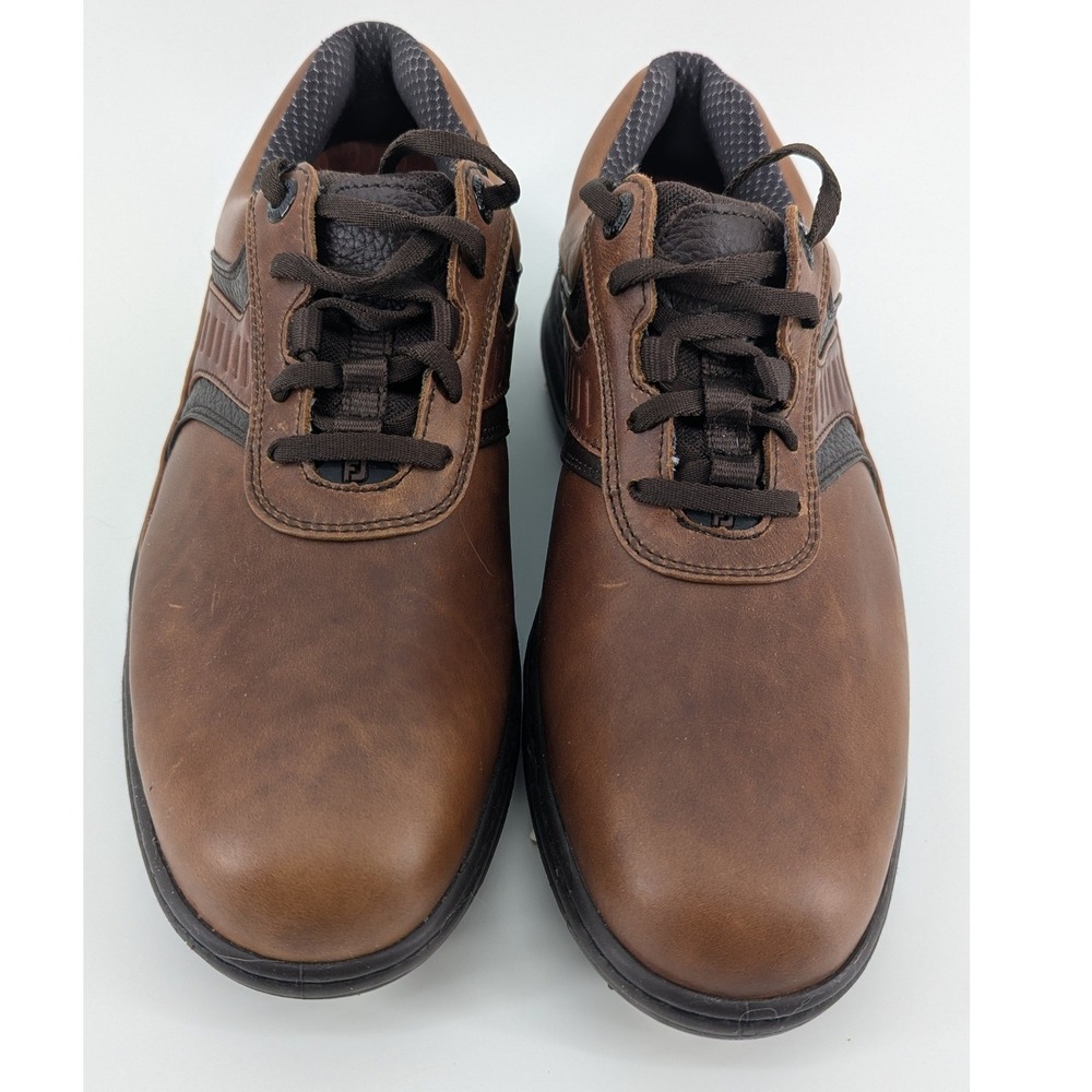 FootJoy Contour Series Mens 8 M Brown Leather Golf Shoes Spikes 54193